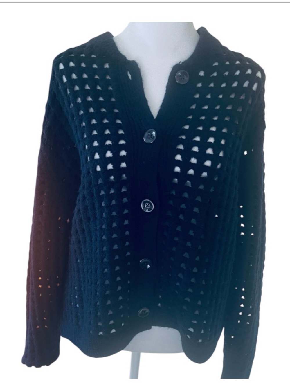 Vince Camuto NWOT navy Open-Knit Button Cardigan